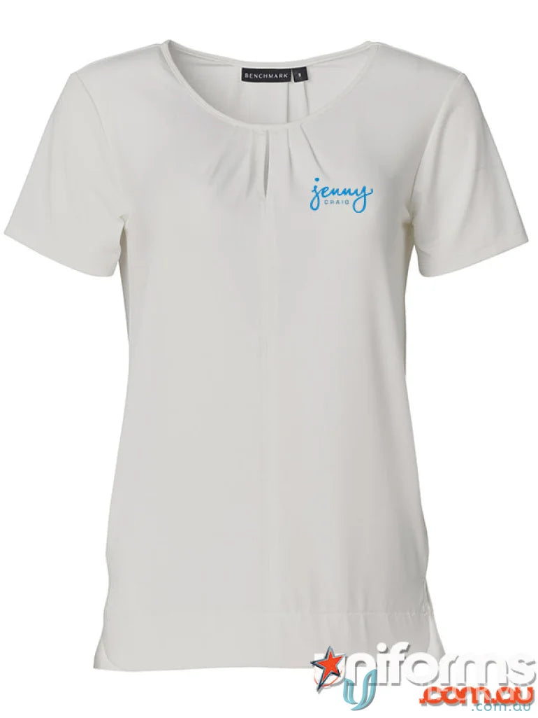 White short-sleeved blouse from Jenny Craig EMB perfect for work uniforms or workwear