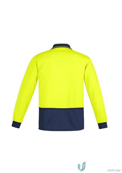 Super soft yellow and navy cotton blend long-sleeved work shirt for vibrant color pop
