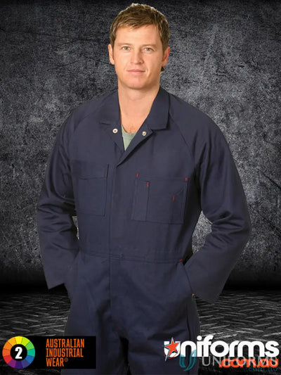 Navy blue cotton drill work jumpsuit from JHS EMB Heavy Cotton Coverall workwear uniforms