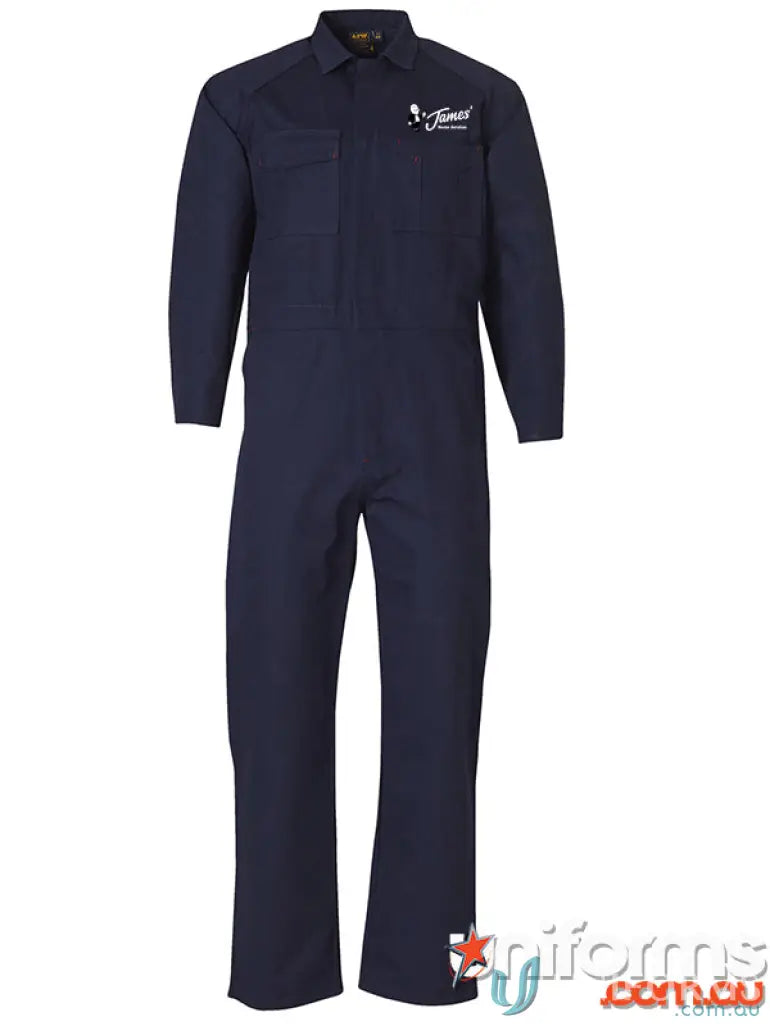 Navy blue cotton drill work jumpsuit from JHS EMB Heavy Cotton Coverall workwear uniforms