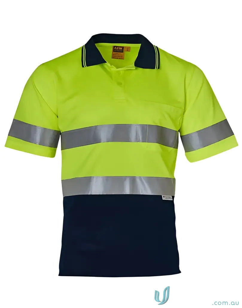 High-visibility work uniforms with hivis ss taped short sleeve polo shirt