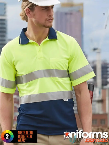 High-vis work uniforms: JHS EMB HiVis SS Taped Short Sleeve Polo for safety