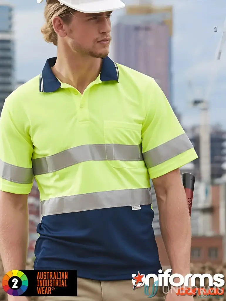 High-vis work uniforms: JHS EMB HiVis SS Taped Short Sleeve Polo for safety
