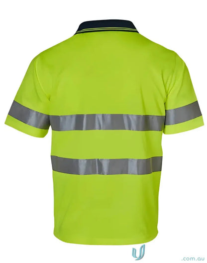 Yellow safety polo shirt from JHS EMB HiVis SS Taped Short Sleeve Polo for work uniforms