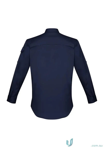 Navy blue JHS Rugged Cooling LS Shirt for work, comfy fit, and breathable fabric