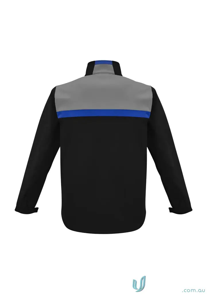 Black and gray JHS EMB Unisex Jacket perfect for work uniforms with modern fit j510m