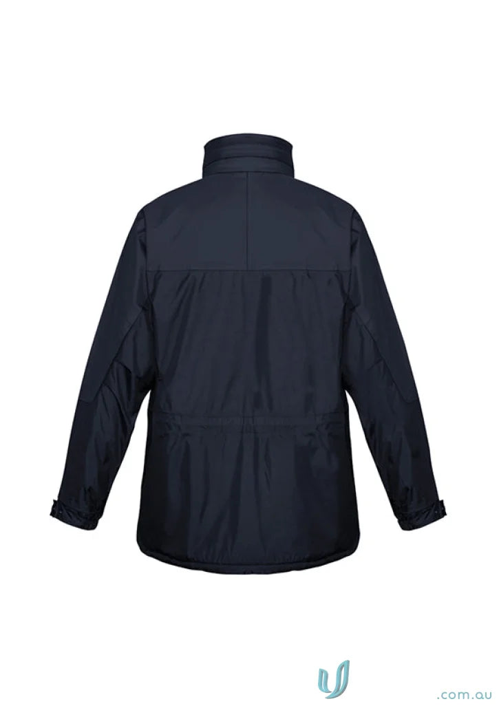 Dark blue JHS EMB Unisex Jacket with adjustable drawstrings and storm flap for sports uniforms