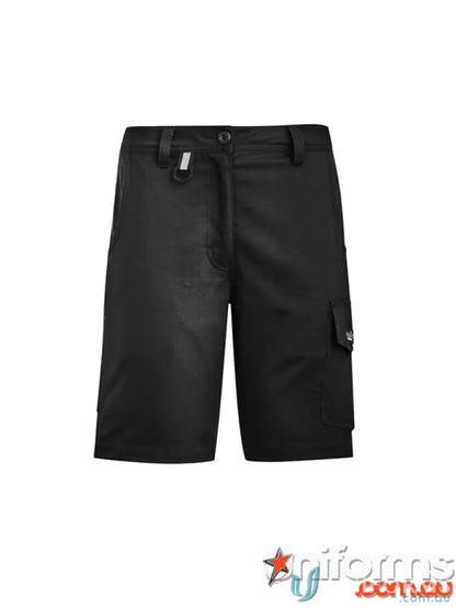 Black cargo shorts from JHS Ladies Rugged Cooling Short, ideal for work uniforms and workwear