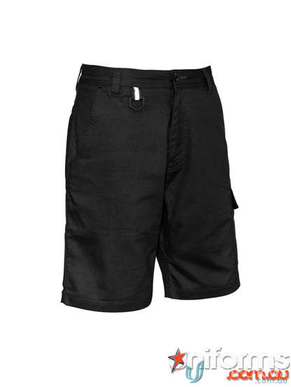 Black work shorts made from durable fabric with a comfortable fit for uniforms