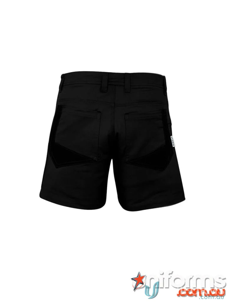 Black work shorts made from durable cotton ripstop for rugged workwear and uniforms