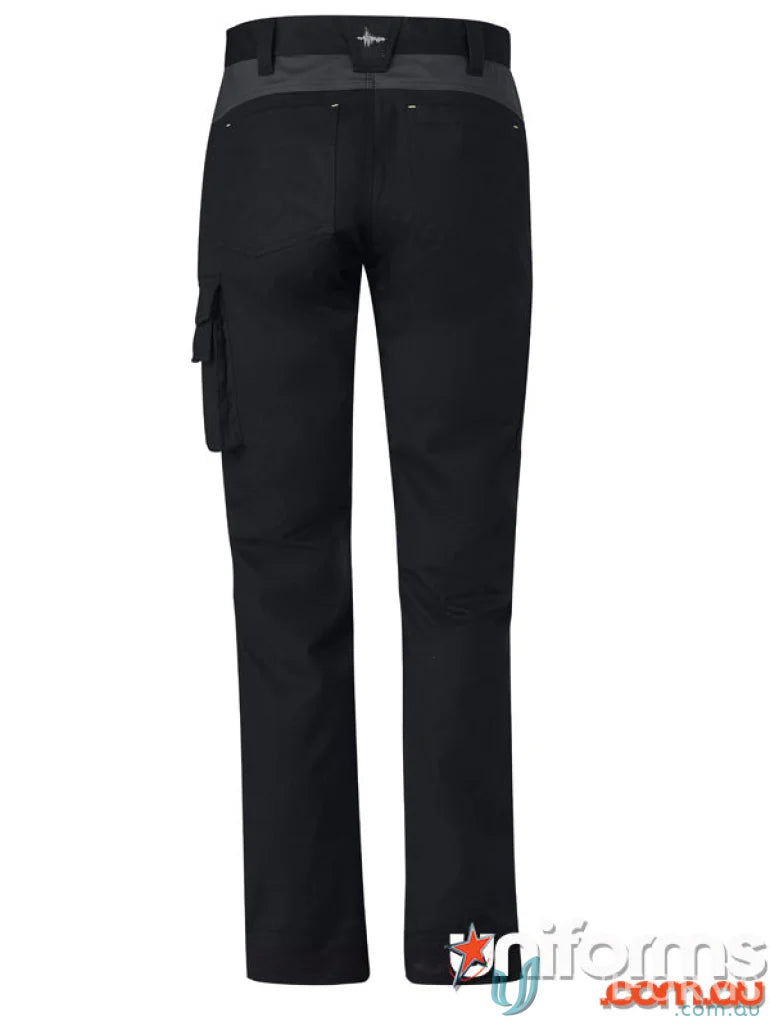 Black and gray JHS Mens Tough Pant with reinforced pocket and secure waist for durability