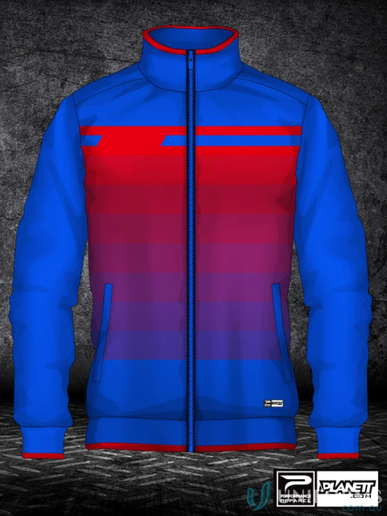 Blue and red gradient custom made sublimated jacket from JK106 sports fabric