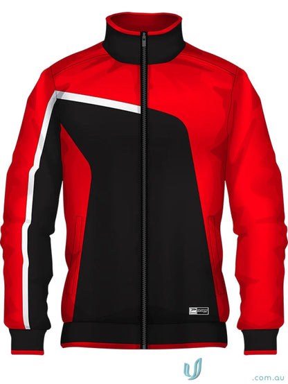 Red and black track jacket JK107 custom made sublimated sports fabric apparel