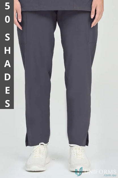 Gray Joey Scrub Pant with elastic bungee loop and secure zip for comfy fit