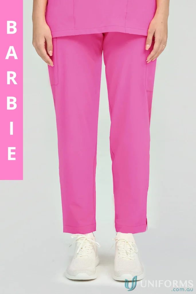 Hot pink Joey Scrub Pant with elastic bungee loop and secure zip for comfy fit