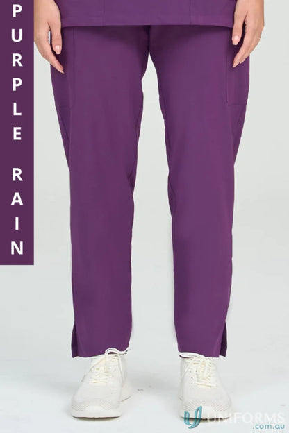 Purple Joey Scrub Pant with elastic bungee loop and secure zip for comfy fit