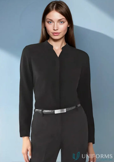 Juliette Long Sleeve Blouse for event planners, black long-sleeve blouse with matching pants