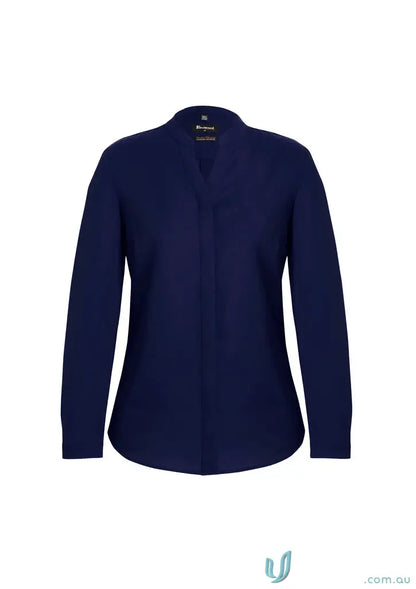 Navy blue Juliette Long Sleeve Blouse perfect for event planners and casual wear