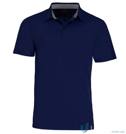 Kahve Polo dark blue cationic polyester polo shirt with grey inner collar for uniforms or workwear