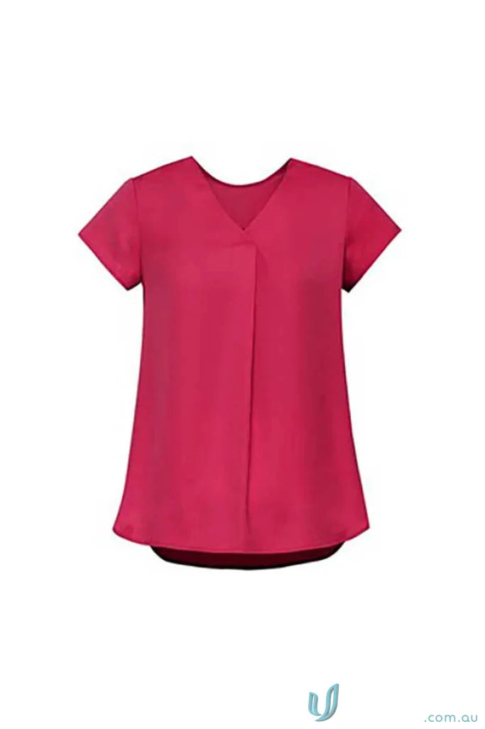 Magenta Kayla V-Neck Pleat Blouse from Biz Collection RB967LS, stylish and comfy