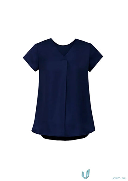 Navy blue Kayla V-Neck Pleat Blouse RB967LS from Biz Collection