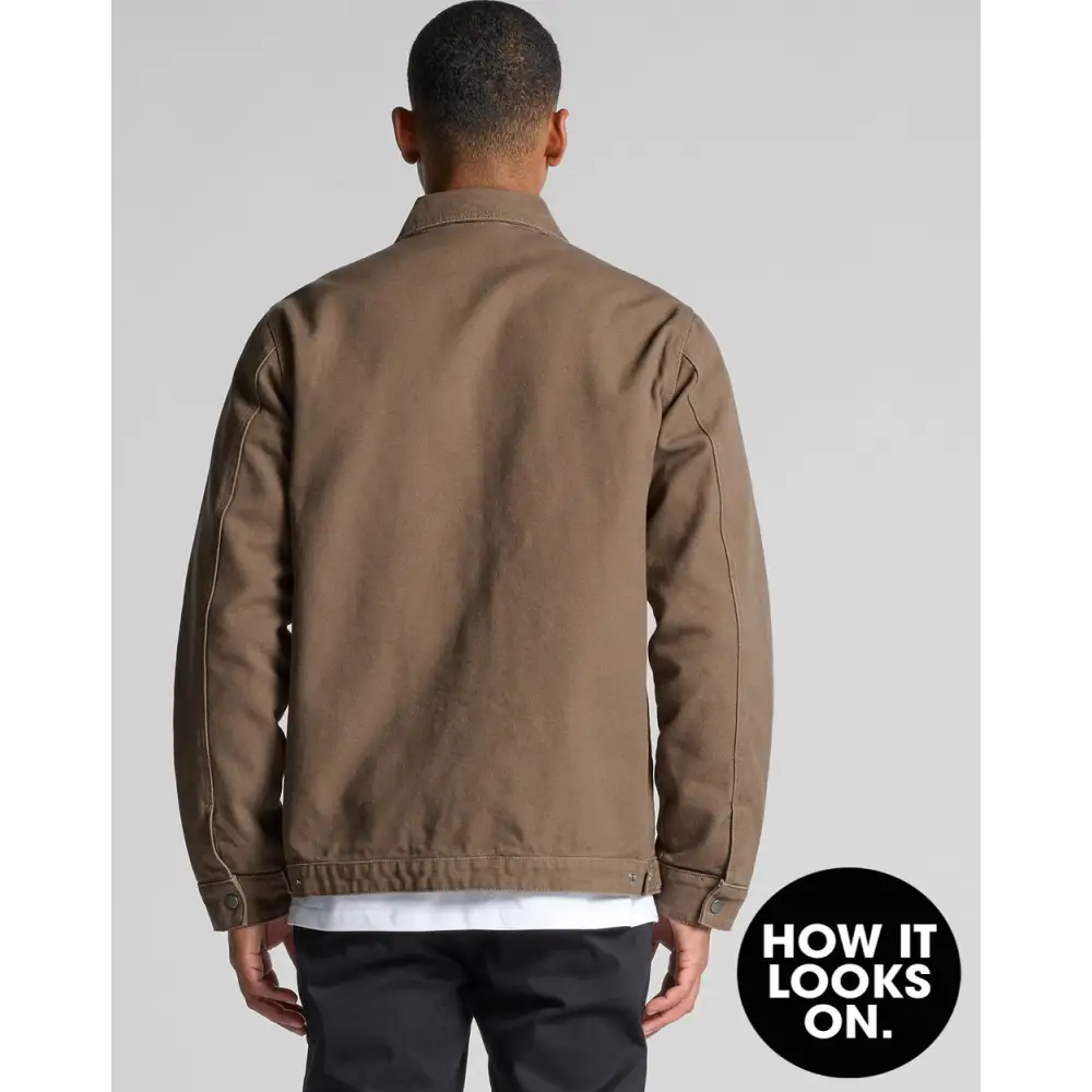 Keely Canvas Jacket in brown with black accents and zipper details