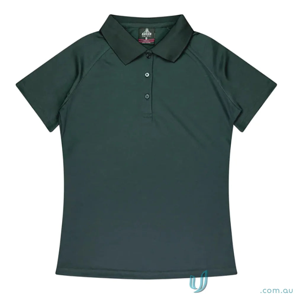 Dark green Keira Polo shirt perfect for uniforms or workwear, stylish and comfy