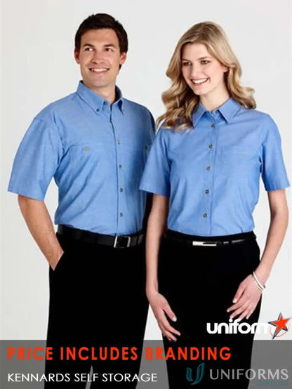 Matching blue workwear shirts for uniforms from KENNARDS Ladies Chambray SS Shirt