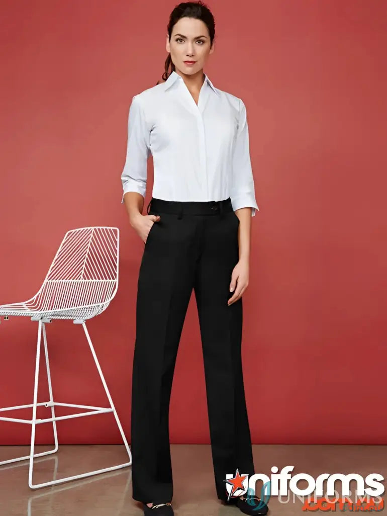 Ladies Detroit Flexi Band Pant featuring white shirt and black pants for business look