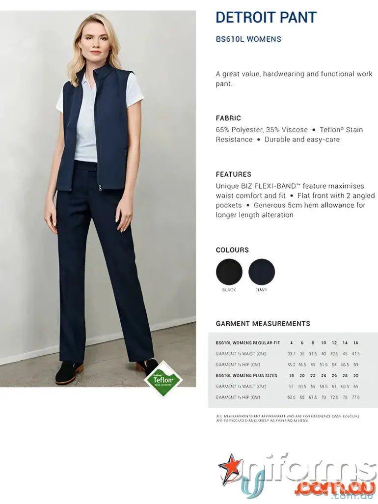 Ladies Detroit Flexi Band Pant from the Business Collection Ladies perfect for work