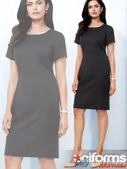 Black short-sleeved sheath dress from KENNARDS Ladies Shift Dress with bamboo charcoal fabric