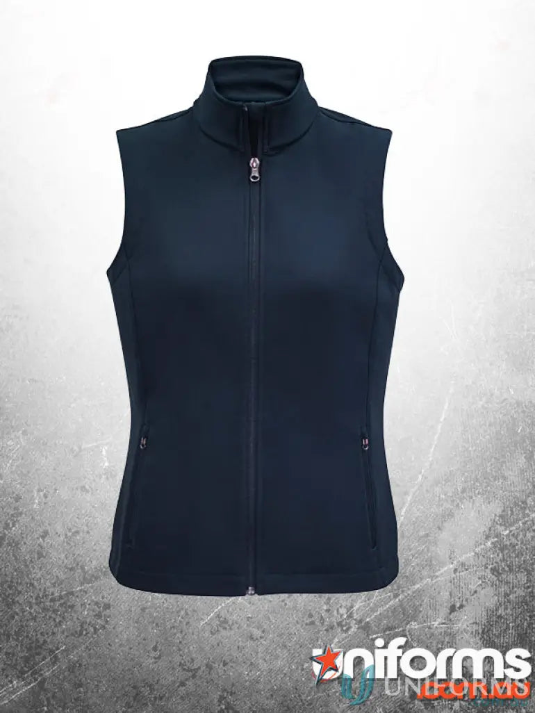 Navy blue zippered vest from KENNARDS Ladies Softshell Vest offering added warmth for workwear and uniforms