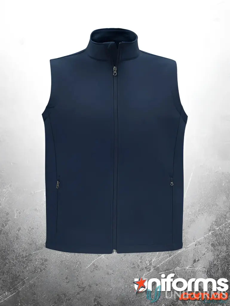 Navy blue sleeveless vest from KENNARDS Mens Softshell Vest for added warmth and work uniforms