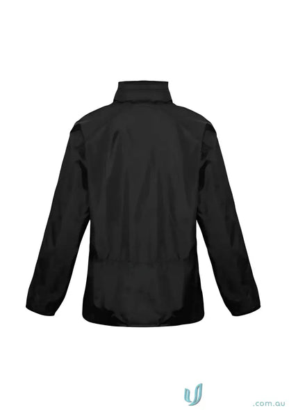 Contrast black KENNARDS Unisex Spinnaker Jacket with zippered collar for rain protection