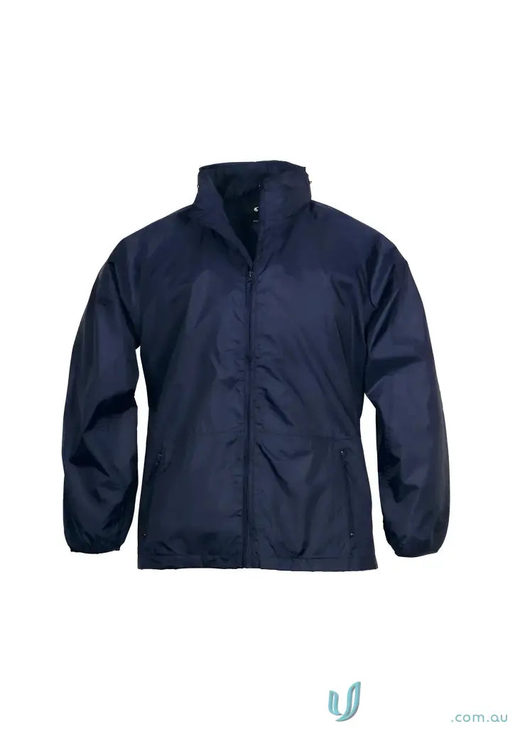 Navy blue KENNARDS Unisex Spinnaker Jacket with contrast zippered waterproof design