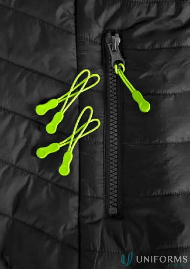 KENNARDS Zippies black quilted jacket with zipper, perfect for workwear and uniforms