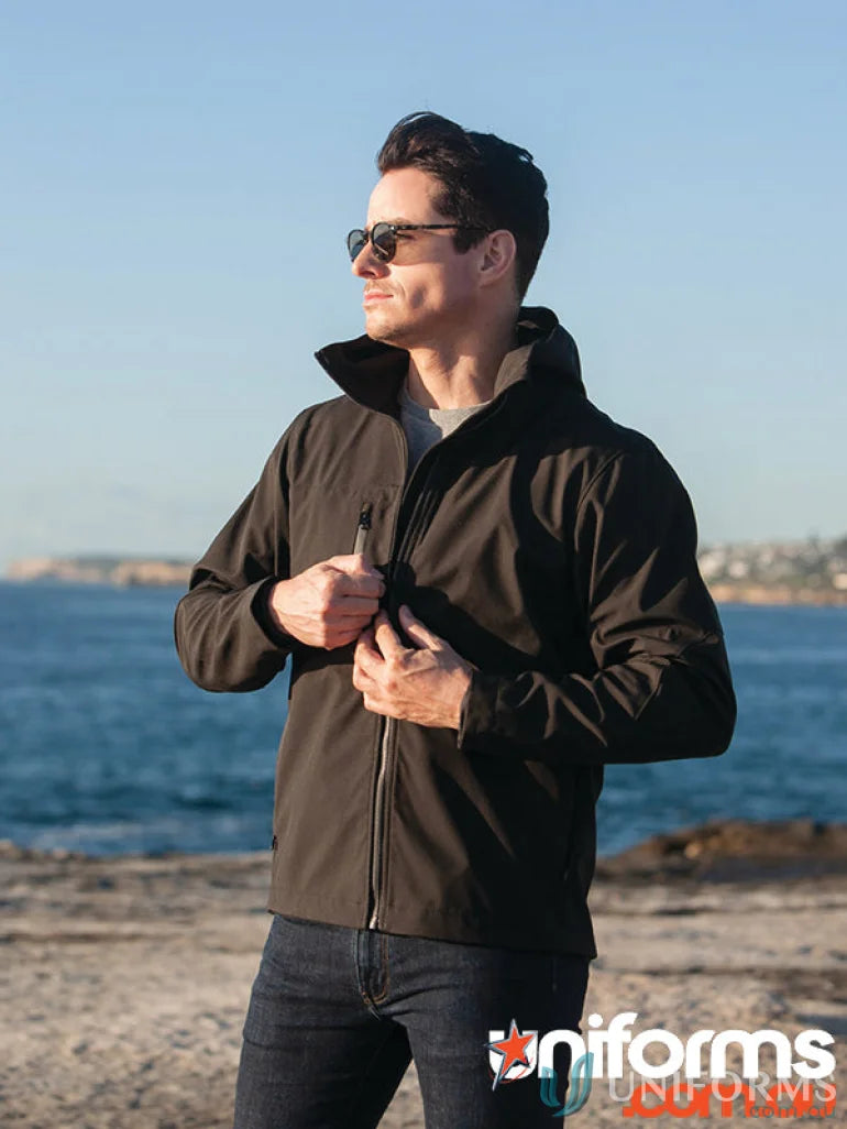 Black Kepler Jacket with double-knit mesh interior and softshell material