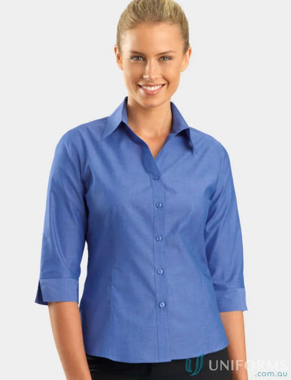 Keval Ladies 3Q Chambray Shirt with open neck design and all-day comfort