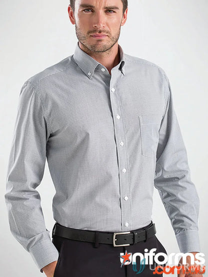 Gray long sleeve multi check shirt from 456-jk Keval Men’s Keval LS Multi Check Shirt