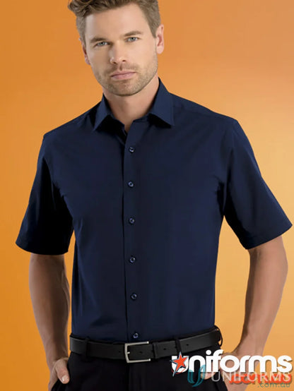Navy short-sleeved dress shirt from 600-jk Keval Mens LS Poplin Shirt collection