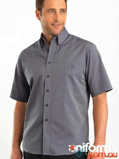 Men’s short sleeve chambray shirt with chest pocket from Keval Mens SS Chambray Shirt 265-jk style