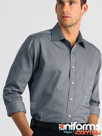 Gray striped Keval 462-jk long sleeve pinstripe shirt for men’s long sleeve style