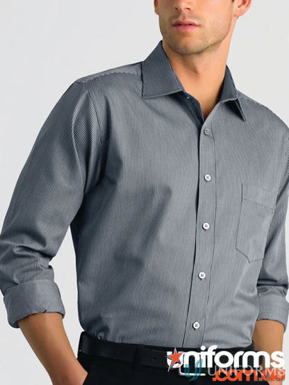 Gray striped Keval 462-jk long sleeve pinstripe shirt for men’s long sleeve style