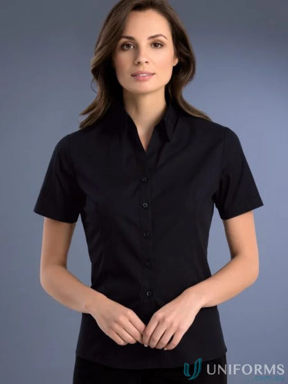 Women’s slim fit Keval Style 701-JK SS shirt with short sleeves and black collar