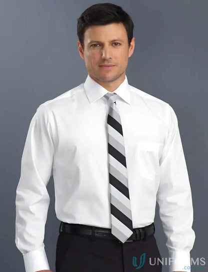 Professional man in Keval Long Sleeve Poplin Shirt with single chest pocket