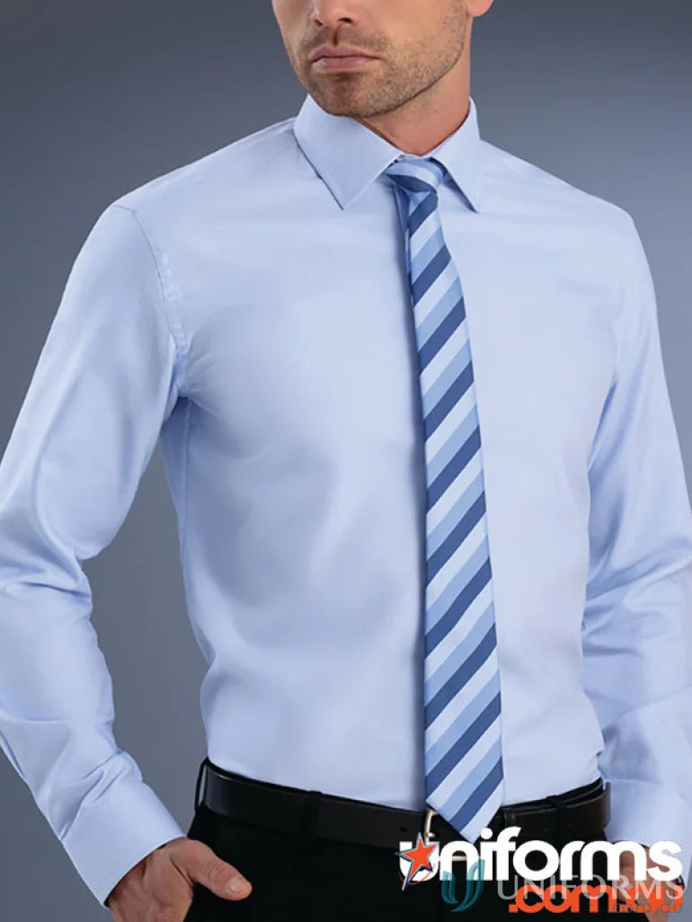 Light blue Keval Slim Fit LS Pinpoint Oxford shirt with striped tie for men