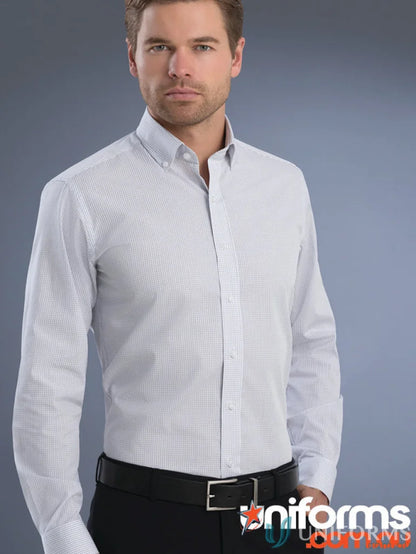 Men’s long-sleeved Keval Slim Fit Mini Check Shirt from 824-JK Keval Men’s collection