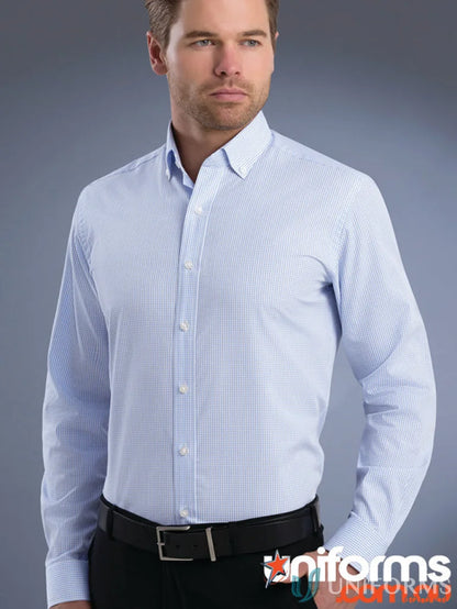 Men’s long-sleeved Keval Slim Fit Mini Check Shirt for men 824-JK