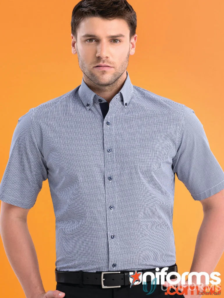 Keval men’s stretch slim fit micro check shirt for a stylish look