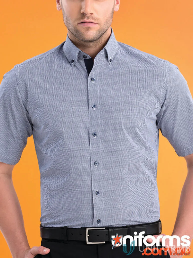 Men’s stretch slim fit micro check shirt from Keval Men’s Slim Fit collection